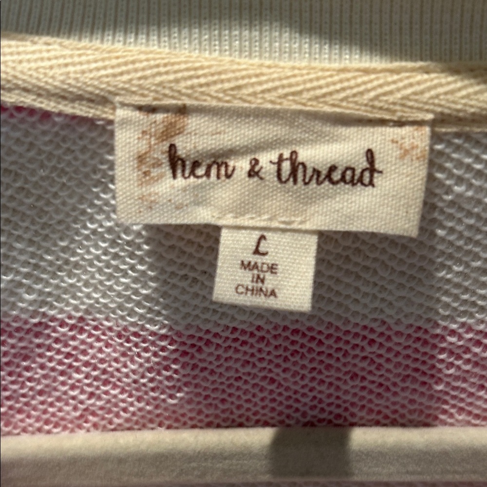 Hem & Thread Pink and Cream Striped Pullover - Picture 2 of 6